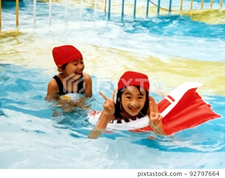 Showa 60's Good friends playing in the pool Showa 60's Good friends playing in the pool 92797664