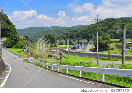 Kuwaki Railroad Crossing Summer Scenery Countryside Crossing Nostalgic Summer Scenery Kuwaki Railroad Crossing Summer Scenery Countryside Crossing Nostalgic Summer Scenery 92797879