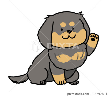 black dachshund raising one hand 92797891