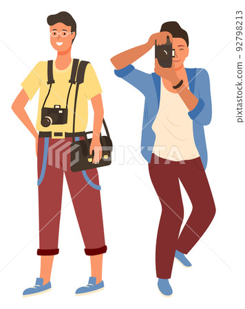 People with Photo-camera, Photographer Vector 92798213