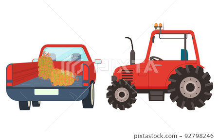 Agricultural Machinery Tractor with Hay Vector Agricultural Machinery Tractor with Hay Vector 92798246