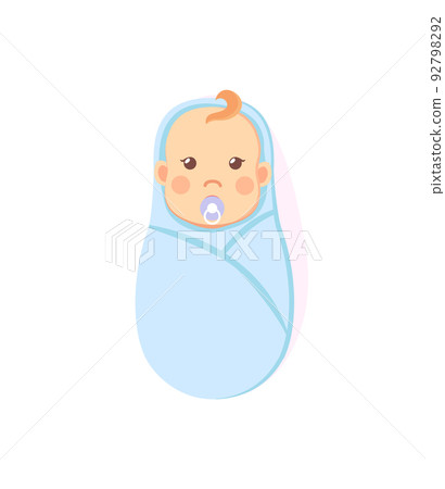 Swaddled Baby Boy with Nipple Isolated on White Swaddled Baby Boy with Nipple Isolated on White 92798292