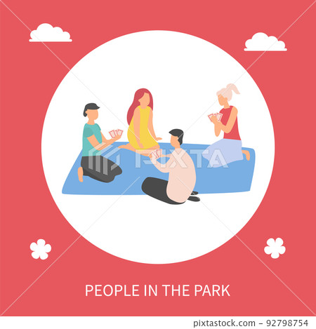People in Park Man and Woman Playing Cards Vector People in Park Man and Woman Playing Cards Vector 92798754