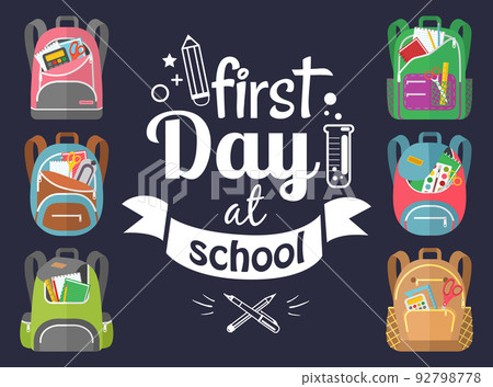 Colored School Backpack Back to School Colored School Backpack Back to School 92798778