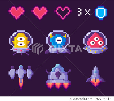 Choose Hero for Pixel Game, Space Sign Vector 92798818