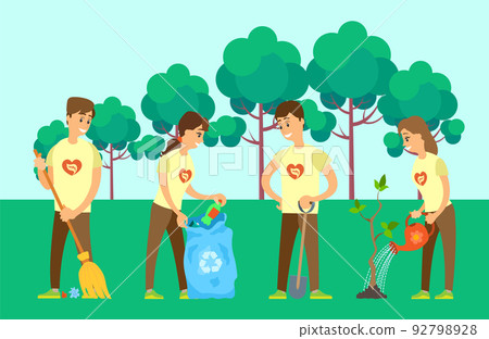 Volunteers Cleaning Environment and Growing Tree Volunteers Cleaning Environment and Growing Tree 92798928