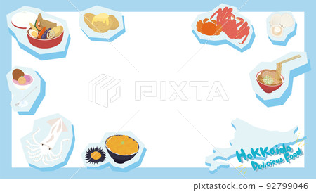 冬季北海道旅行的美食框架材料 92799046