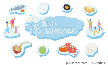 冬季北海道旅行的美食框架材料 92799051