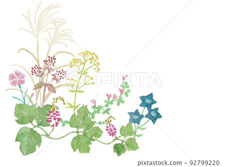 Watercolor autumn nanakusa illustration lower left frame 92799220