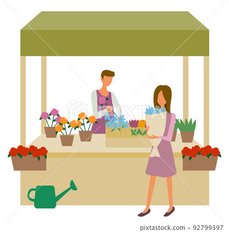 Flower Market, Woman Choosing Bouquet, Seller 92799397