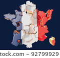 France Map With Offset Regions 3D Render 92799929