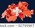 Switzerland Map With Offset Regions 3D Render 92799967