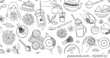 Japanese ceremony with Matcha. Eastern woman Hands holding drinking tea. 92800512