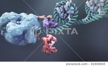 DNA chain surrounded and attacked by the virus. 92800685