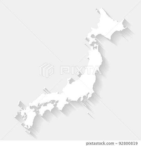 Simple white Japan map on gray background, vector, illustration, eps 10 file Simple white Japan map on gray background, vector, illustration, eps 10 file 92800819