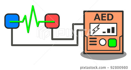 用於心臟驟停等的醫療設備的 AED 插圖。 用於心臟驟停等的醫療設備的 AED 插圖。 92800980