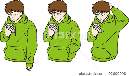 一組操作智能手機的男人 一組操作智能手機的男人 92800998