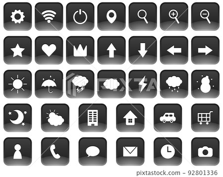 Set of 33 simple icons black - Stock Illustration [92801336] - PIXTA