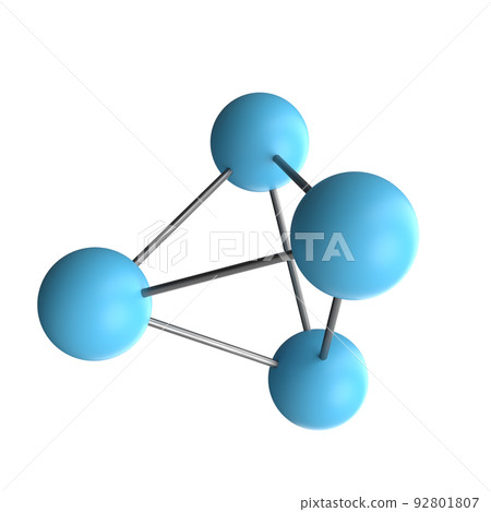 3D illustration of a molecular model of a triangular pyramid with a pyramid structure 3D illustration of a molecular model of a triangular pyramid with a pyramid structure 92801807