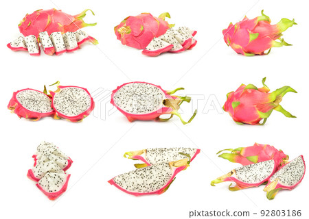 Set of hylocereus undatus isolated on a white background 92803186