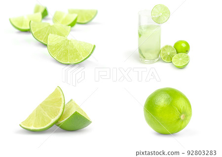 Group of limes on a white background Group of limes on a white background 92803283