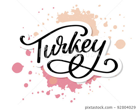 Turkey Lettering. Handwritten name of the country. Vector design template. Turkey Lettering. Handwritten name of the country. Vector design template. 92804029
