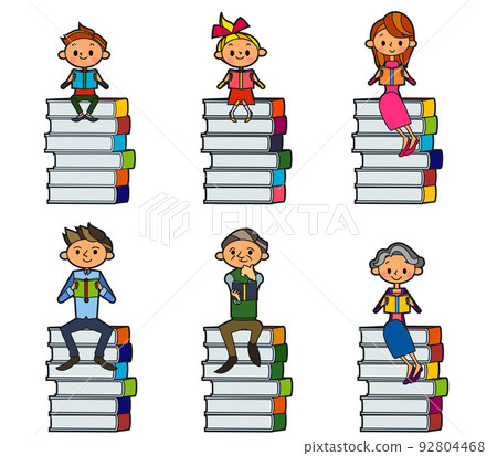 There is a family line that sits on a pile of books and reads 92804468