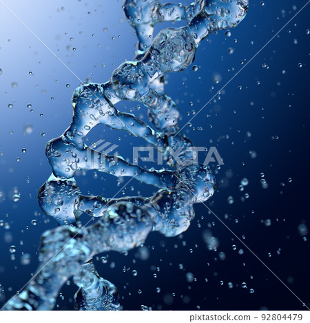Splashes of water shaped of a DNA molecule. 3d render 92804479