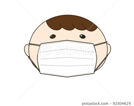 Boys wearing white non-woven masks, children, infants 92804629