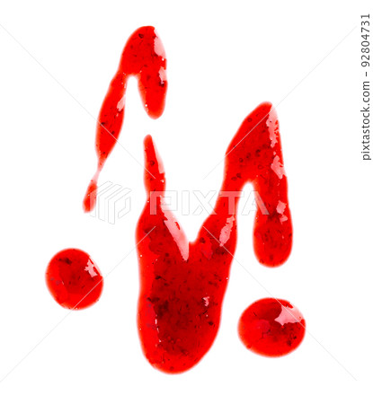 Strawberry jam drizzle isolated on white background. Splashes of berry confiture. Top view. Strawberry jam drizzle isolated on white background. Splashes of berry confiture. Top view. 92804731