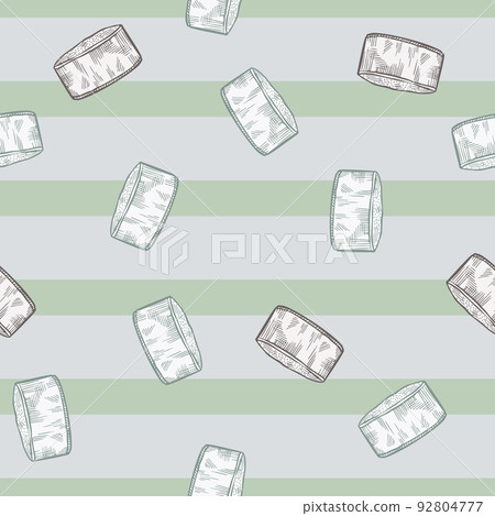 Chef hat engraved seamless pattern. Kitchen small element in hand drawn style. 92804777
