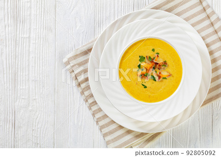 Kanttarellikeitto Finnish Chanterelle Soup in bowl 92805092