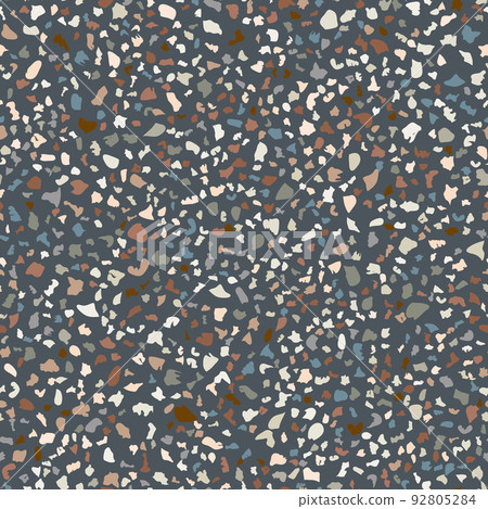 Dark grey terazo flooring seamless texture with pieces of granite, quartz, glass and stone Dark grey terazo flooring seamless texture with pieces of granite, quartz, glass and stone 92805284