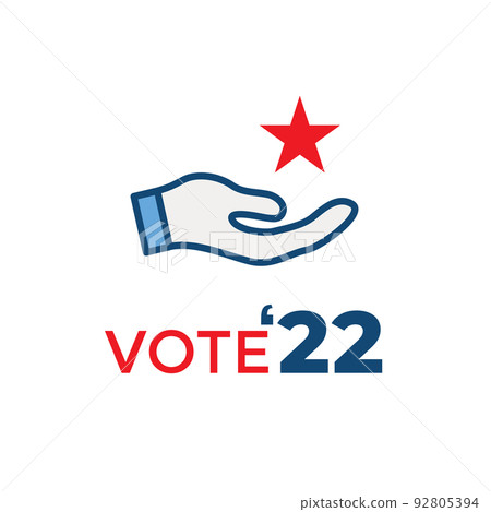 2022 Midterm Elections Design w Red White and Blue Vote Icon 92805394