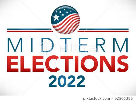 2022 Midterm Elections Design w Red White and Blue Vote Icon 92805396