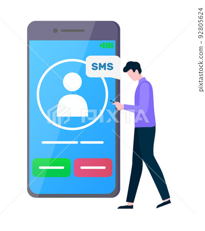 Mobile Communication of Man, Big Smartphone Cell 92805624