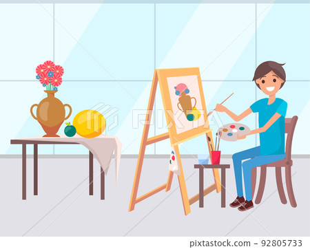 Artist Painting Drawing, Still Life Painting Easel 92805733