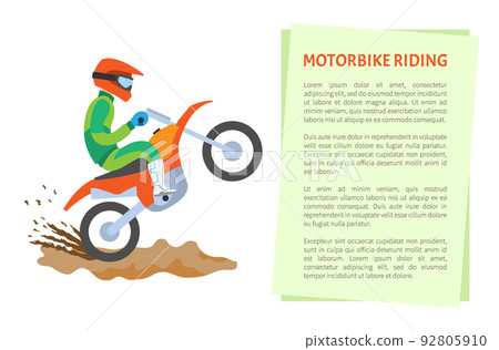 Extreme Sport Motorbike Riding Postcard Vector Extreme Sport Motorbike Riding Postcard Vector 92805910