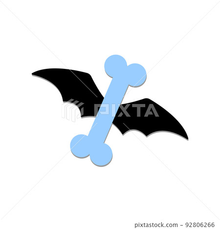 Cartoon illustration of a blue bone on the wings of a bat. Vector image. Cartoon illustration of a blue bone on the wings of a bat. Vector image. 92806266