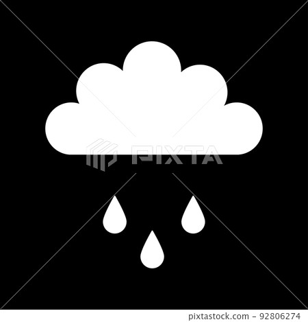 Vector flat white rain cloud icon on black background 92806274