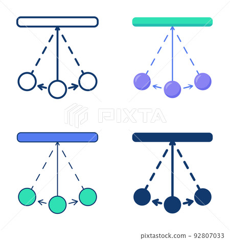 Pendulum oscillation icon set in flat and line style 92807033