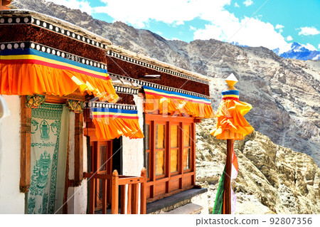 India's northernmost unexplored region, Rizon Monastery and mountains in Ladakh 92807356