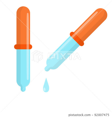 Pipette with orange tip. Water and medicine. Pipette with orange tip. Water and medicine. 92807475