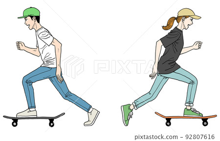 推滑板的溜冰者 92807616
