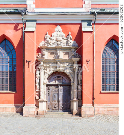 Entrance of Sankt Jacobs kyrka, a church in Norrmalm, Stockholm, Sweden 92808208