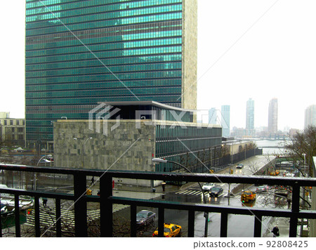 Exterior of United Nations Headquarters in Manhattan, New York 92808425