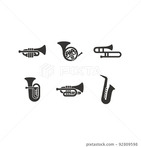 Brass instrument icon set 92809598