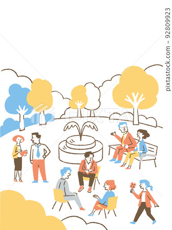 Office workers gathering in the park 01_color 92809923