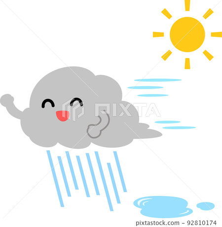 一個在街上下雨的雲角色 92810174