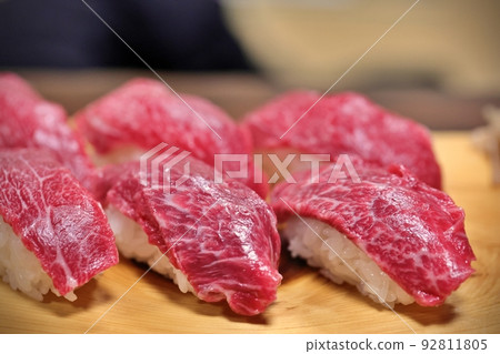 Horse meat nigiri sushi (Towada City, Aomori Prefecture) 92811805